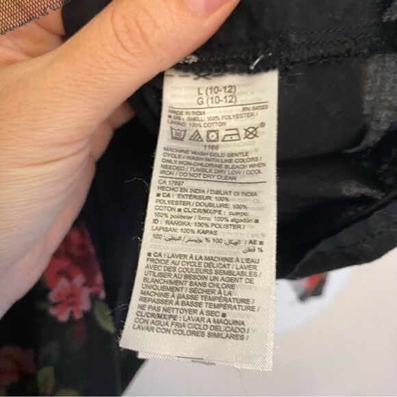 Old Navy long Sleeve stretch soft mesh Tiered Tulle Dress black floral L 10-12 - Picture 8 of 9